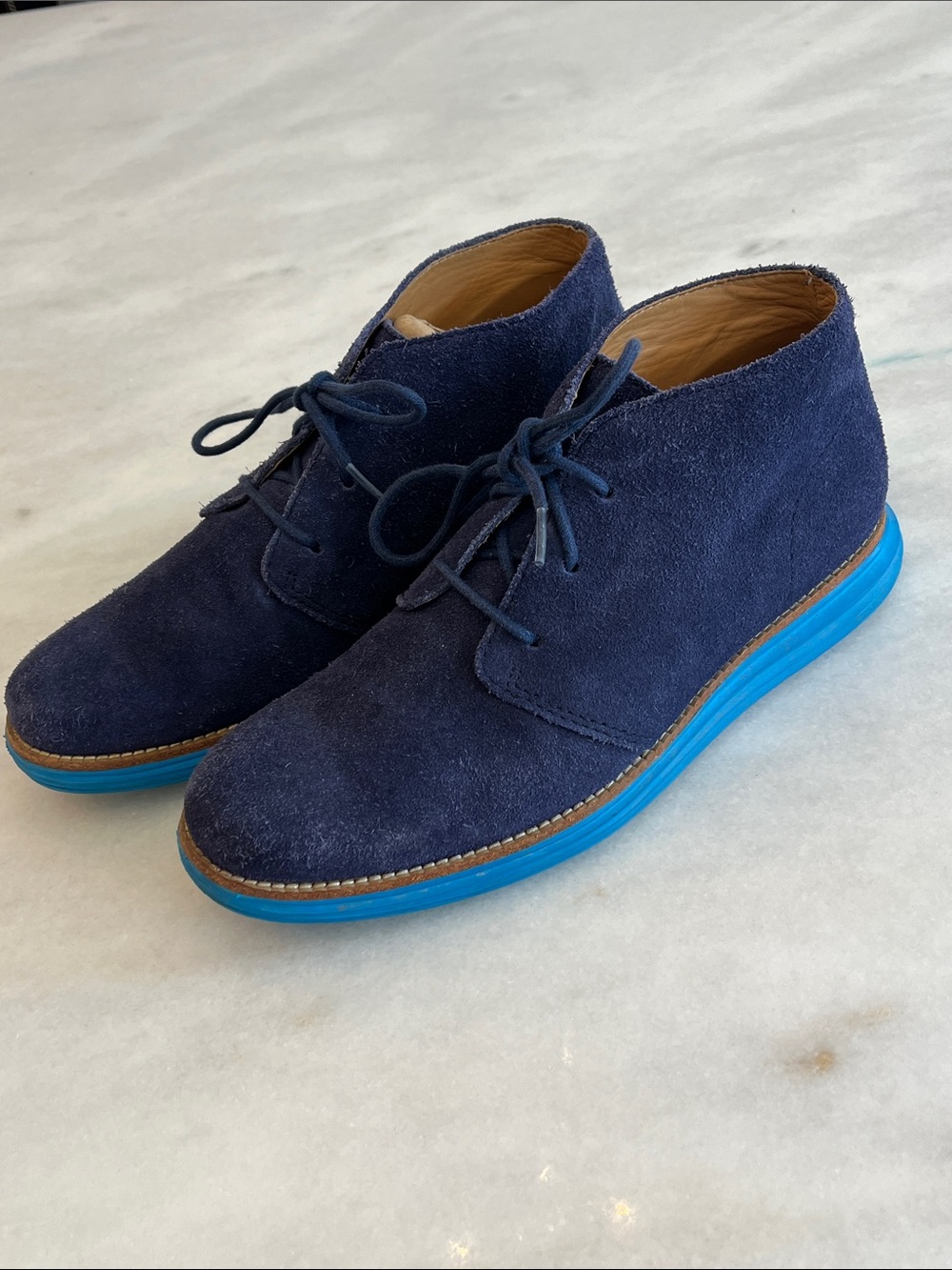 Cole Haan Lunargrand Navy Blue Suede Chukka Boots Men's Size 8